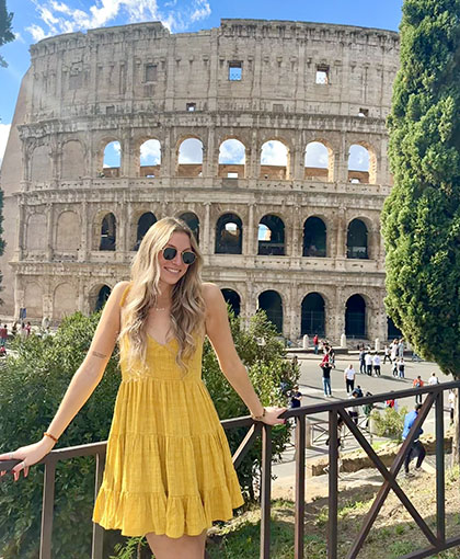 Rome study abroad student at the colosseum